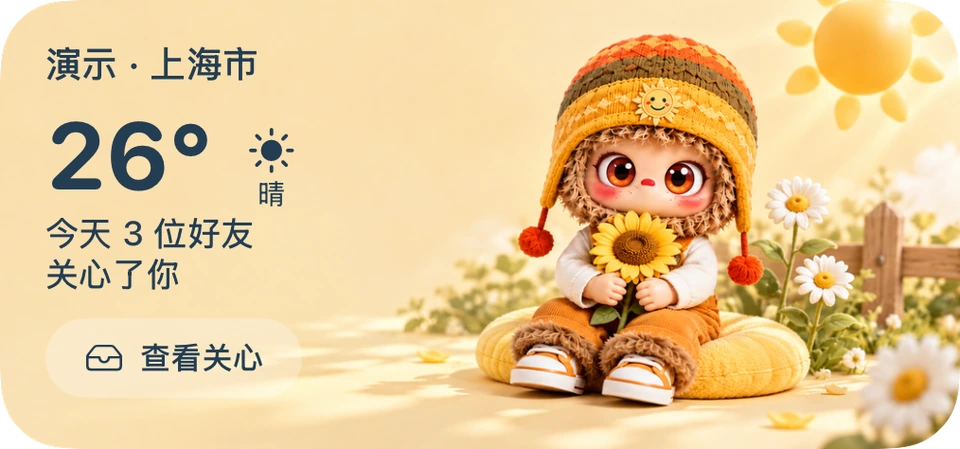 气团团小组件：上海市天气与三位好友的关心